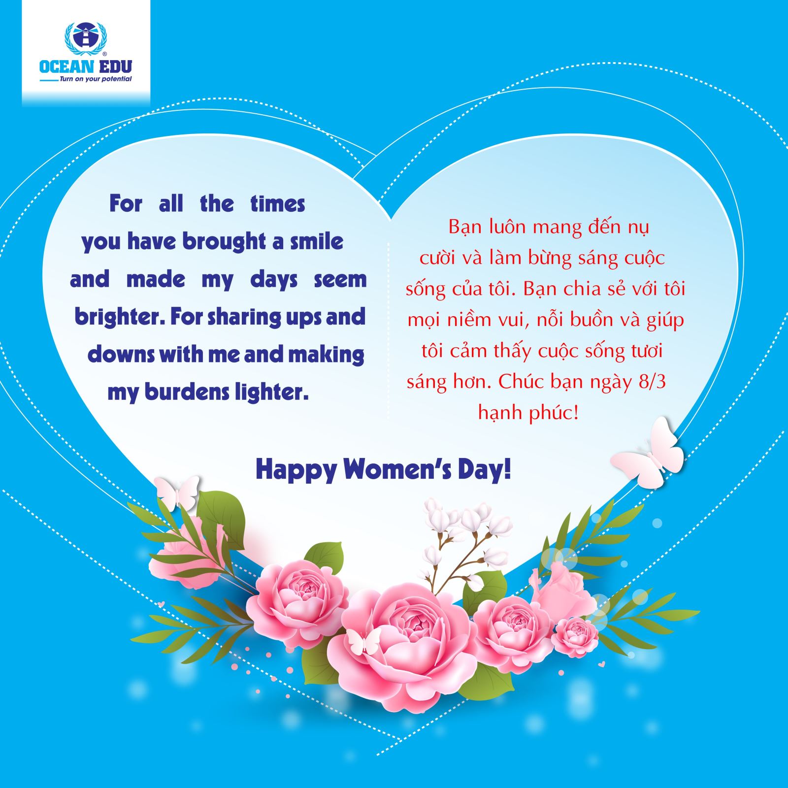 Ngày Quốc tế Phụ nữ - một ngày lễ đầy ý nghĩa để tôn vinh và cảm ơn các bà, các mẹ, các chị em phụ nữ vì những đóng góp vô giá của mình. Để tưởng nhớ và chia sẻ niềm vui, hãy cùng nhau tạo nên những khoảnh khắc ý nghĩa với những lời chúc tốt đẹp và những món quà ý nghĩa nhất.