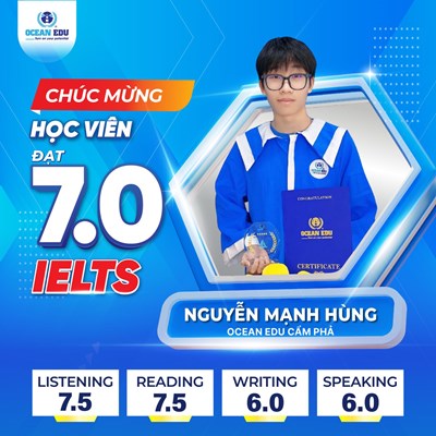VINH DANH NGUYỄN MẠNH HÙNG ĐẠT IELTS 7.0 NGAY LẦN THI ĐẦU TIÊN