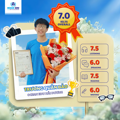 🏆 VINH DANH HỌC VIÊN TRƯƠNG QUÂN BẢO CHINH PHỤC IELTS 7.0 🎉