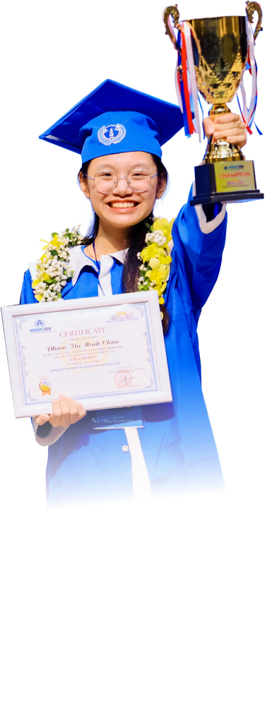 Học viên xuất sắc Ocean Edu nhận cúp và học bổng